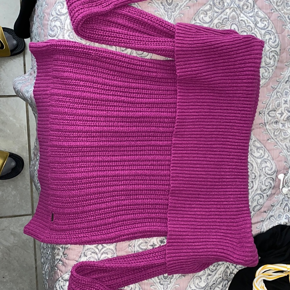 off the shoulder knit sweater